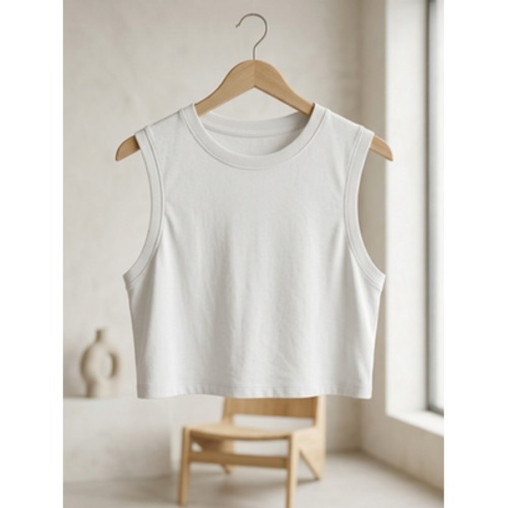 AGOLDE Tank Top Women L White Solid Sleeveless Casual Minimalist Tee Cropped
